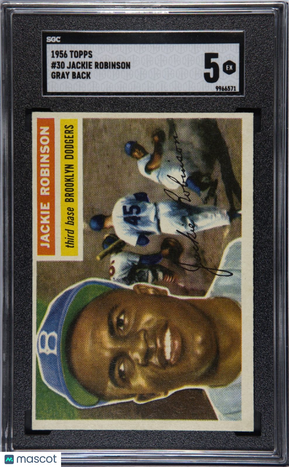 1956 Topps #30 Jackie Robinson Dodgers Gray Back SGC 5