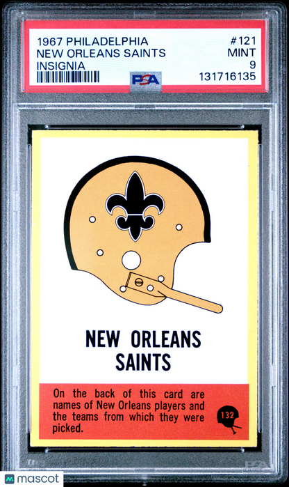 1967 Philadelphia #121 New Orleans Saints Insignia PSA 9 Pop 11