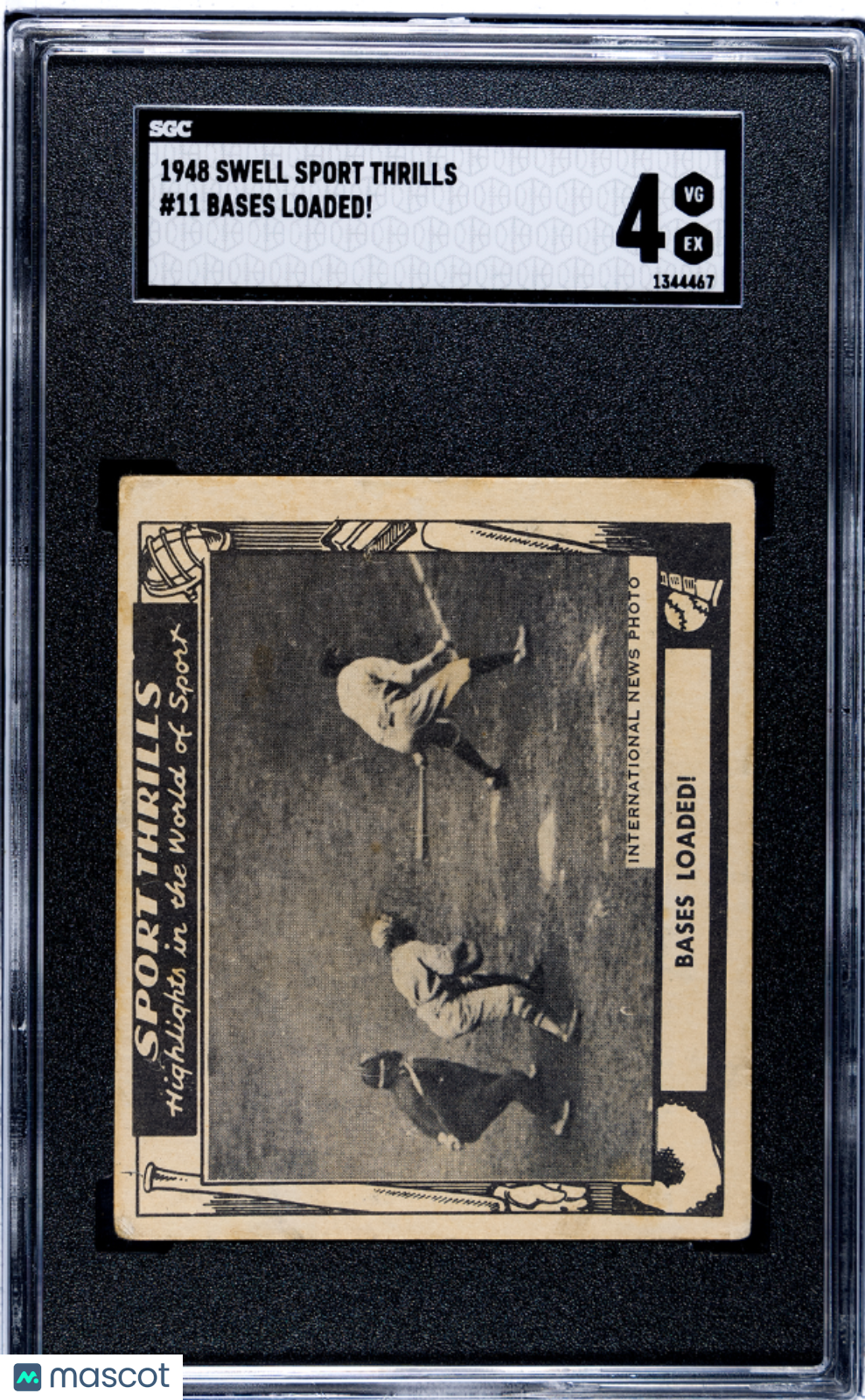 1948 Swell Sport Thrills #11 Bases Loaded! with Tony Lazzeri SGC 4