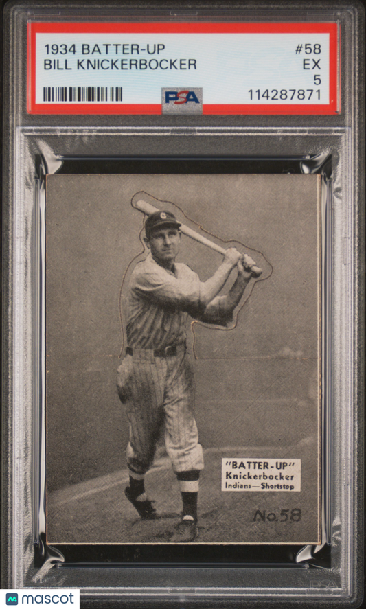 1934 Batter-Up #58 Bill Knickerbocker Indians PSA 5