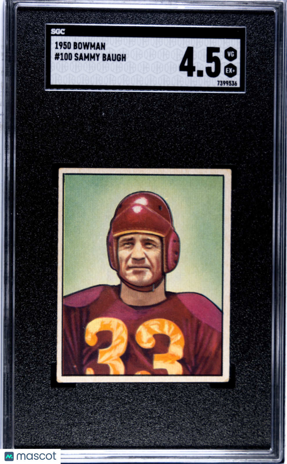 1950 Bowman #100 Sammy Baugh Redskins SGC 4.5