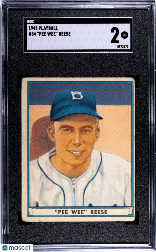 1941 Playball #54 Pee Wee Reese Rookie HOF Dodgers SGC 2