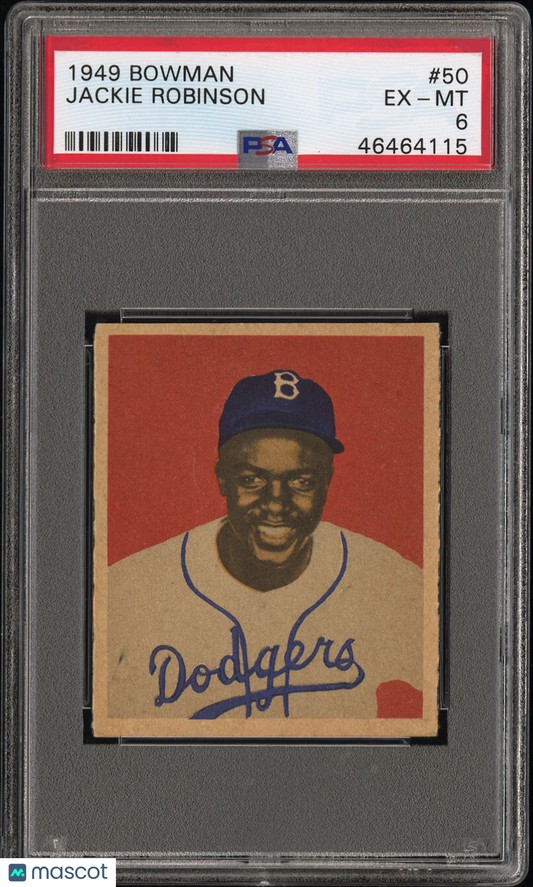1949 Bowman #50 Jackie Robinson Dodgers PSA 6 Well Centered