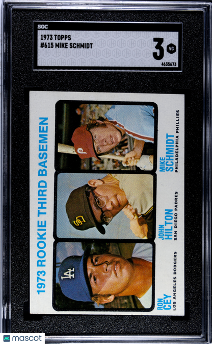 1973 Topps #615 Mike Schmidt Rookie HOF Phillies SGC 3