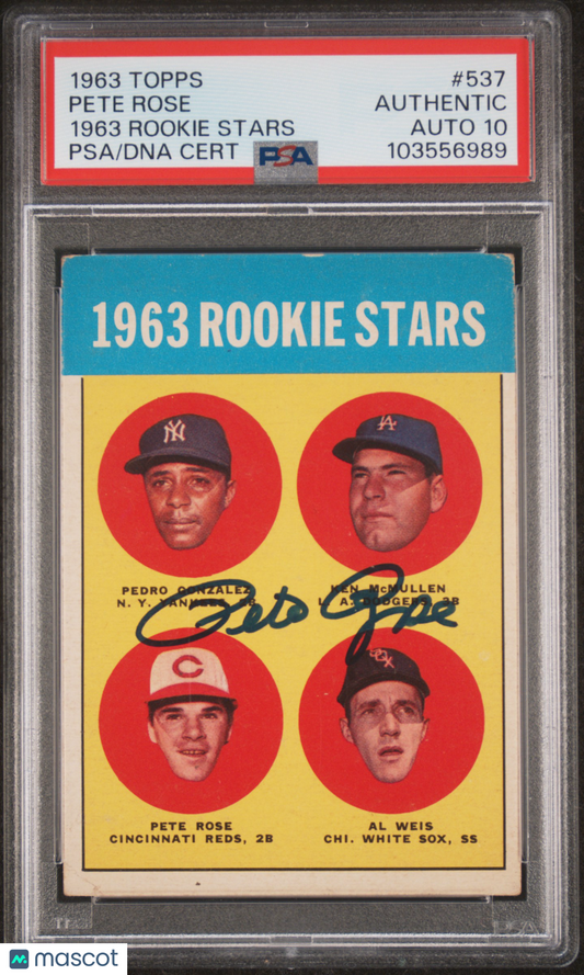 1963 Topps #537 Pete Rose Signed Autographed Rookie PSA Authentic Auto 10