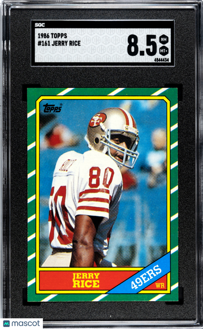 1986 Topps #161 Jerry Rice Rookie HOF 49ers SGC 8.5 Well Centered