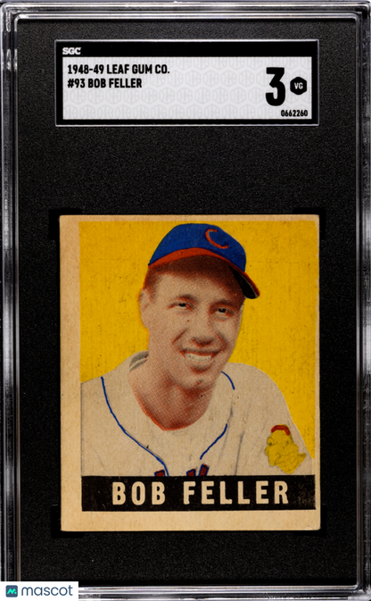 1948 Leaf #93 Bob Feller Rookie HOF Short Print Indians SGC 3