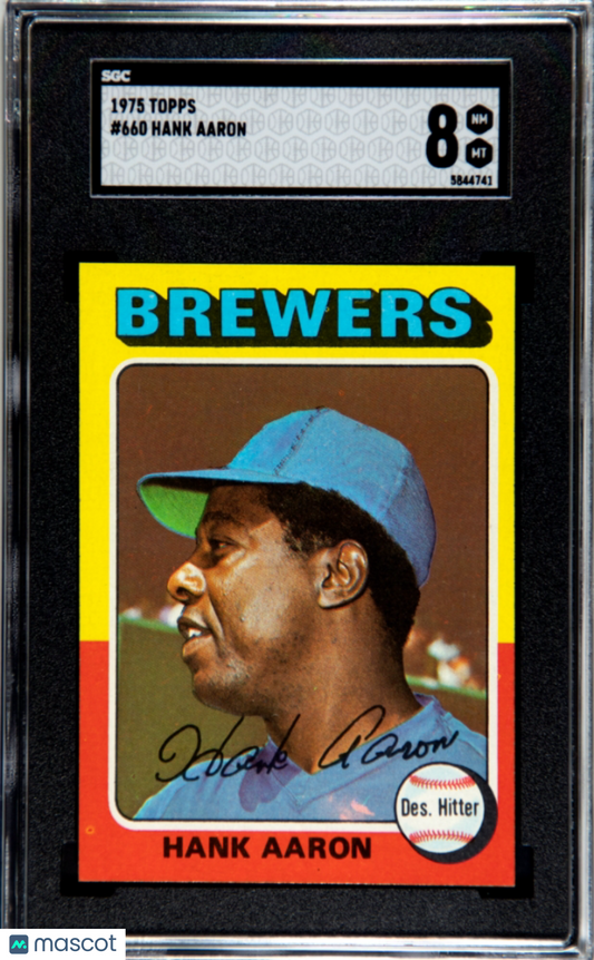 1975 Topps #660 Hank Aaron Braves SGC 8