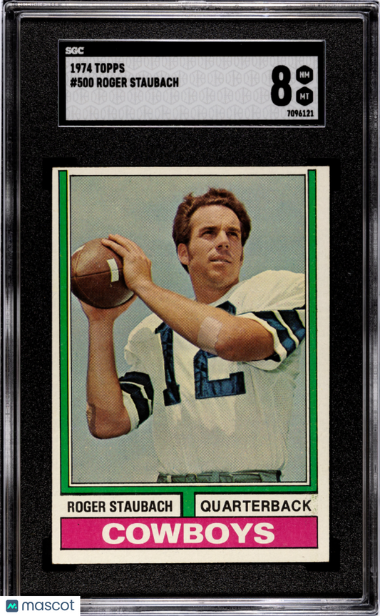 1974 Topps #500 Roger Staubach Cowboys SGC 8