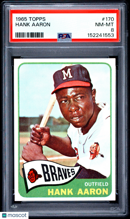 1965 Topps #170 Hank Aaron Braves PSA 8