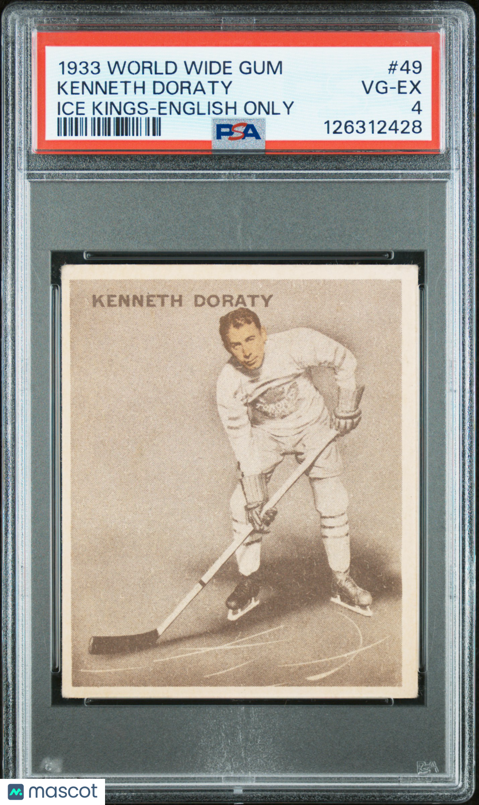 1933 World Wide Gum Ice Kings #49 Kenneth Doraty Maple Leafs English Only PSA 4