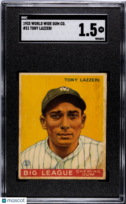 1933 Goudey World Wide Gum  #31 Tony Lazzeri  Yankees SGC 1.5