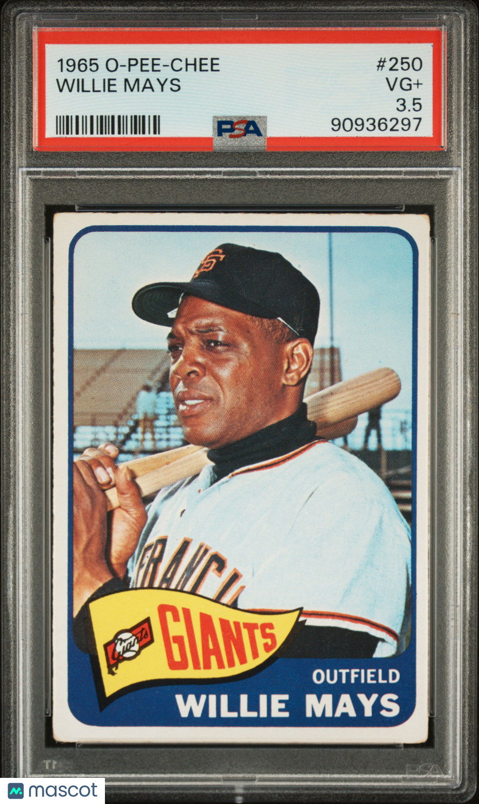 1965 O-Pee-Chee #250 Willie Mays Giants PSA 3.5 Well Centered