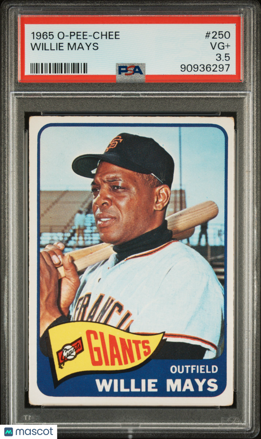 1965 O-Pee-Chee #250 Willie Mays Giants PSA 3.5 Well Centered