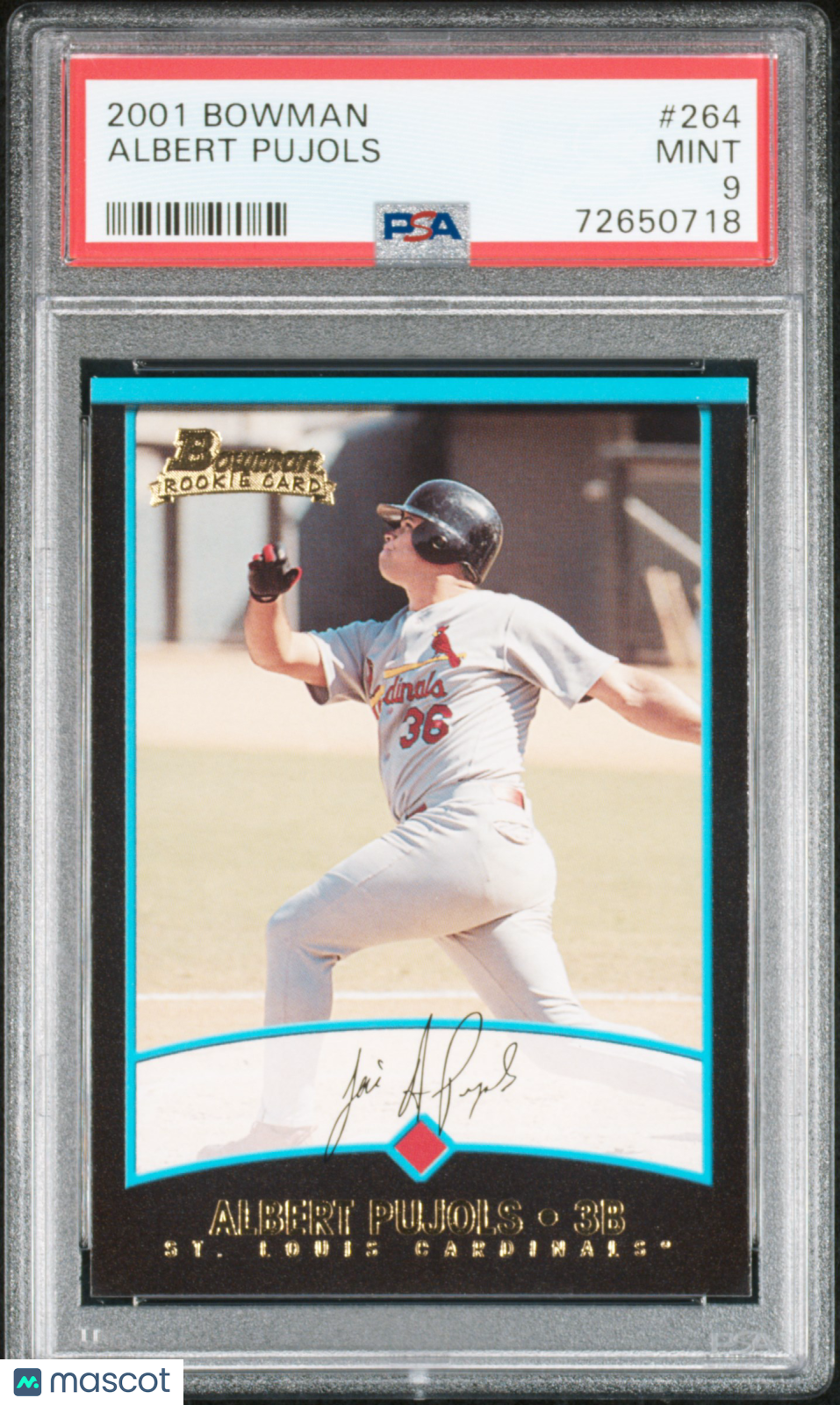 2001 Bowman #264 Albert Pujols Rookie Cardinals PSA 9