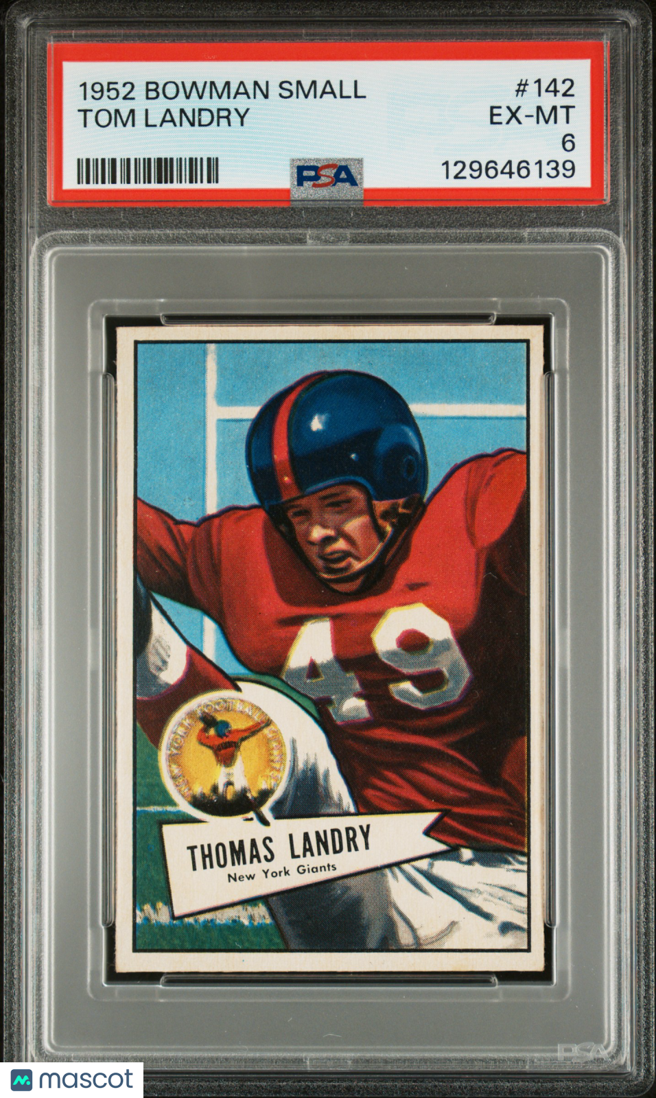 1952 Bowman Small #142 Tom Landry Giants PSA 6