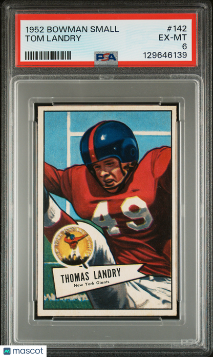 1952 Bowman Small #142 Tom Landry Giants PSA 6