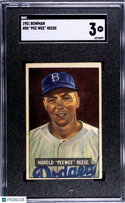 1951 Bowman #80 Pee Wee Reese Dodgers SGC 3