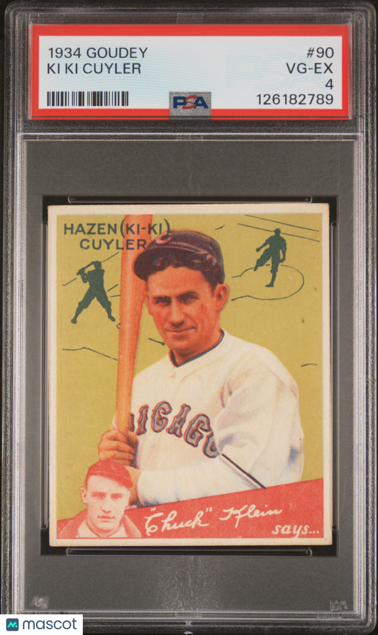 1934 Goudey #90 Ki Ki Cuyler Cubs PSA 4 Well Centered