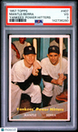 1957 Topps #407 Yankees' Power Hitters w/ Mickey Mantle  PSA 3