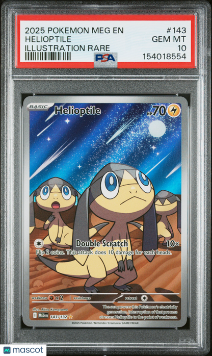 2025 Pokemon Meg EN-Mega Evolution #143 Helioptile Illustration Rare IR PSA 10