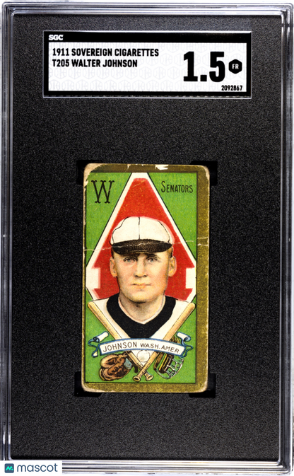 T205 Walter Johnson Washington SGC 1.5 Sovereign Back