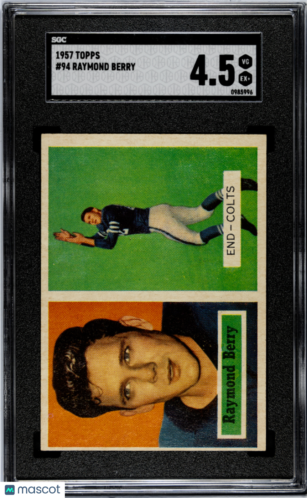 1957 Topps #94 Raymond Berry Rookie HOF Colts SGC 4.5