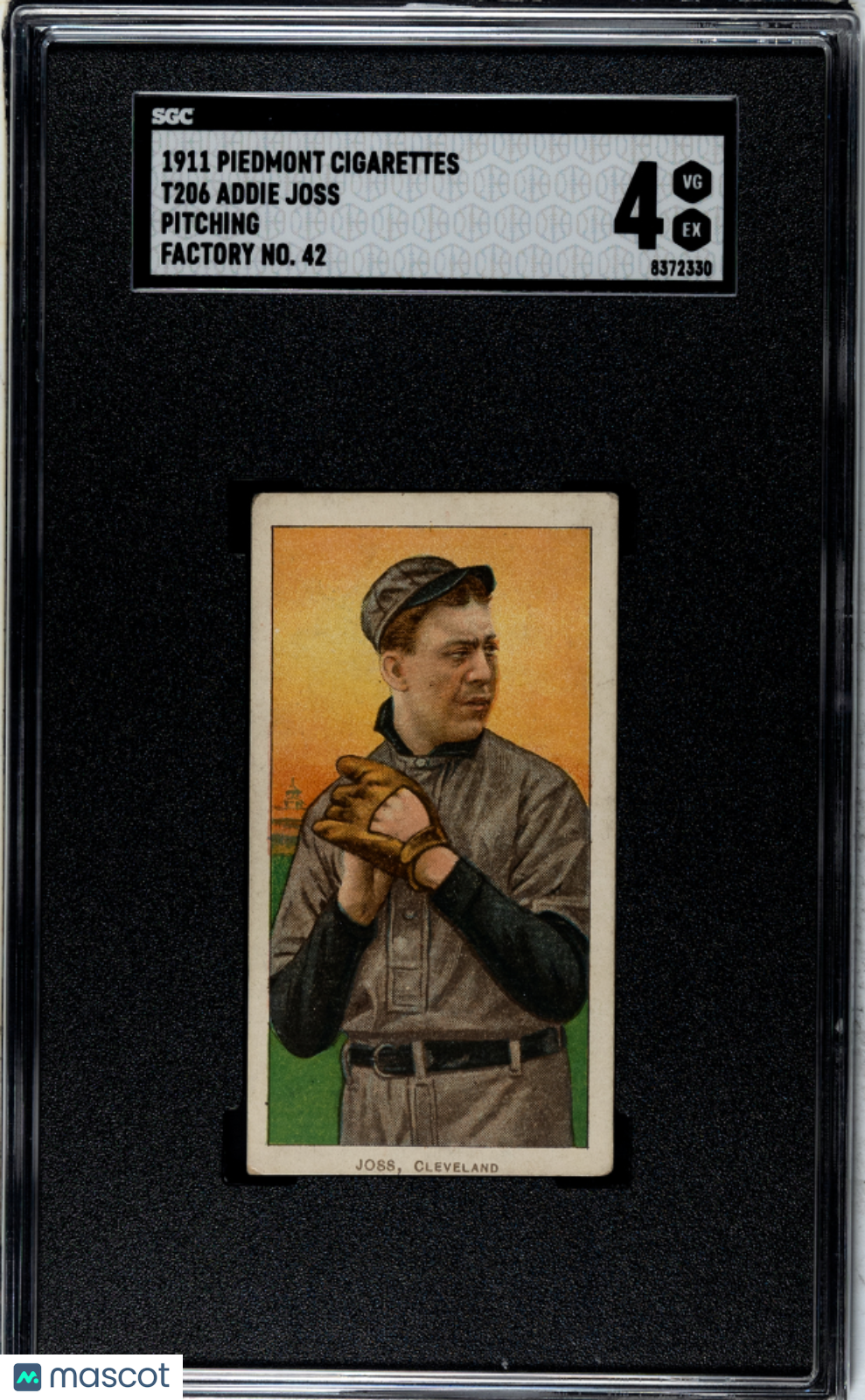 T206 Addie Joss Pitching Cleveland SGC 4 Piedmont Factory 42 Back