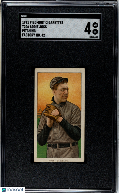 T206 Addie Joss Pitching Cleveland SGC 4 Piedmont Factory 42 Back