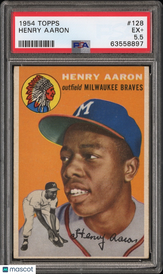 1954 Topps #128 Hank Aaron Rookie HOF Braves PSA 5.5