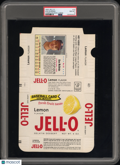 1963 Jell-O Complete Box Large #33 Ken Mcbride Angels PSA 8 Pop 1 (None Higher)