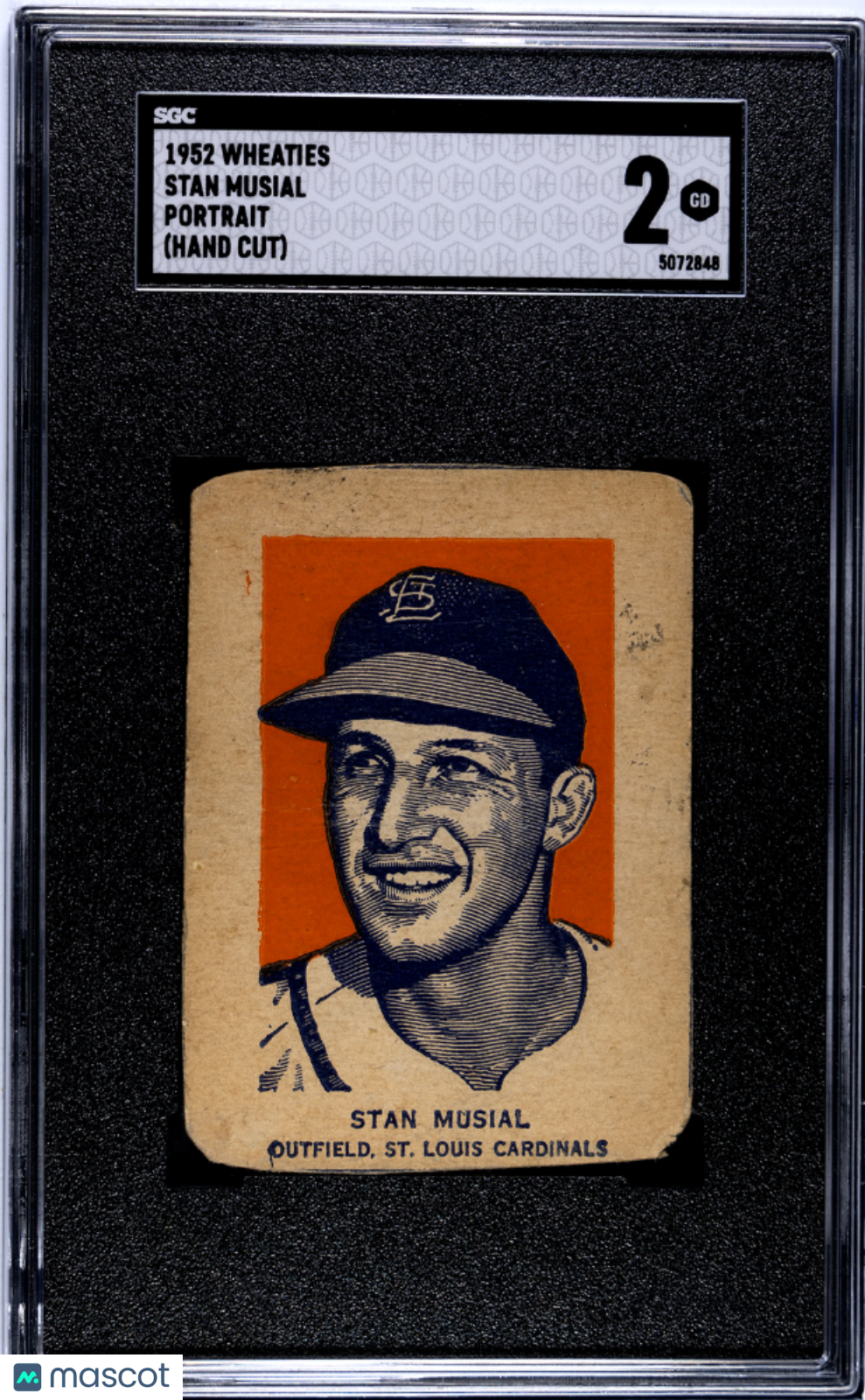 1952 Wheaties (Hand Cut) Stan Musial Portrait Cardinals SGC 2