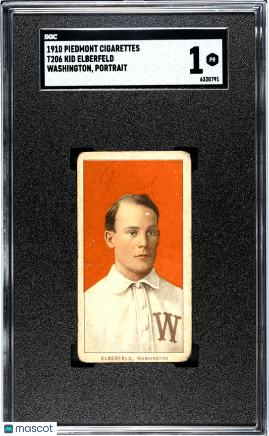 T206 Kid Elberfeld Washington Portrait Variation SGC 1 Piedmont Back