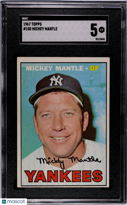 1967 Topps #150 Mickey Mantle Yankees SGC 5