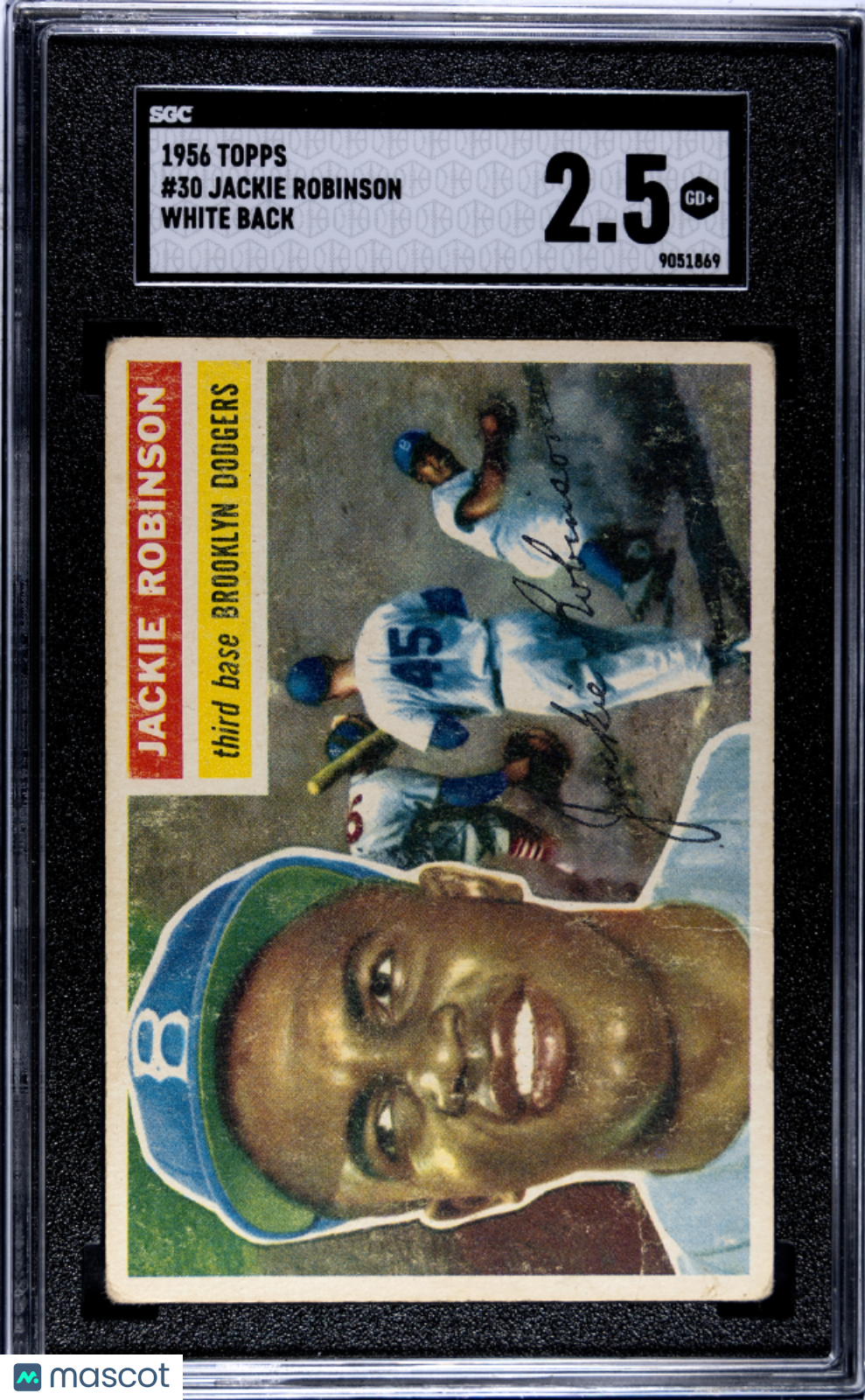 1956 Topps #30 Jackie Robinson White Back Dodgers SGC 2.5 Well Centered