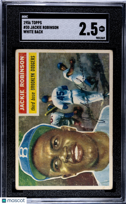 1956 Topps #30 Jackie Robinson White Back Dodgers SGC 2.5 Well Centered