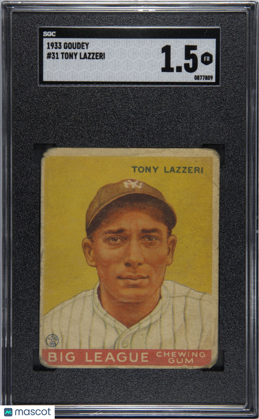 1933 Goudey #31 Tony Lazzeri Yankees SGC 1.5