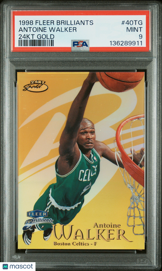 1998 Fleer Brilliants 24kt Gold #40TG Antoine Walker 05/24 Celtics PSA 9 pop 3