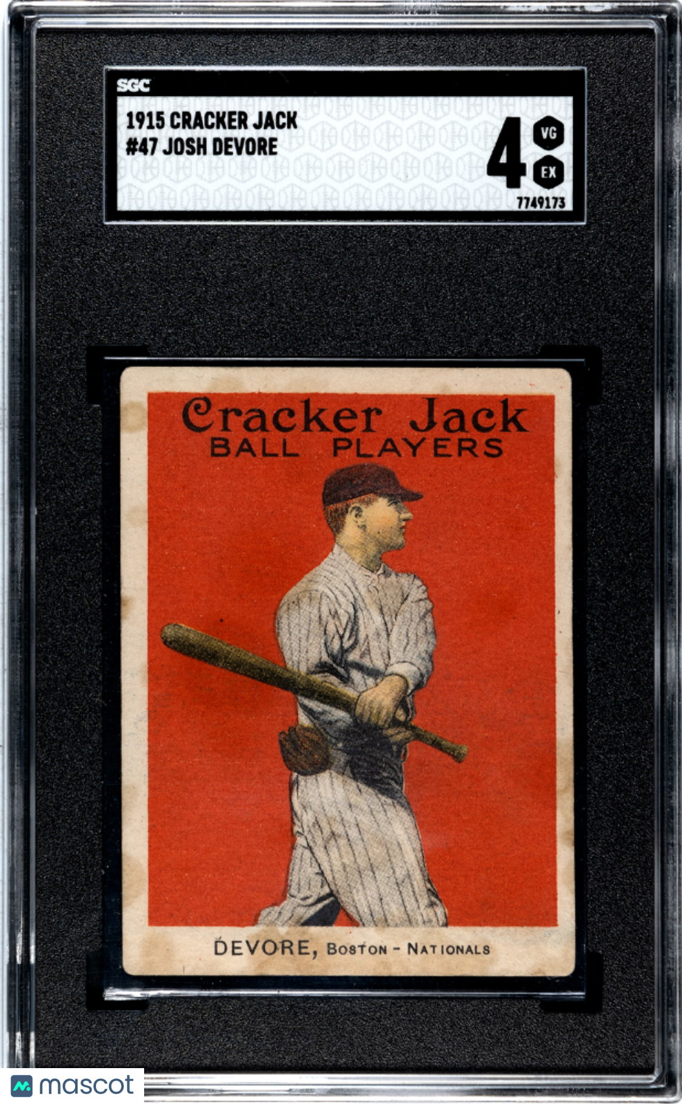 1915 Cracker Jack #47 Josh Devore Braves SGC 4