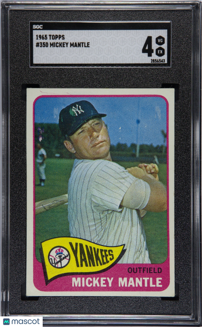1965 Topps #350 Mickey Mantle Yankees SGC 4