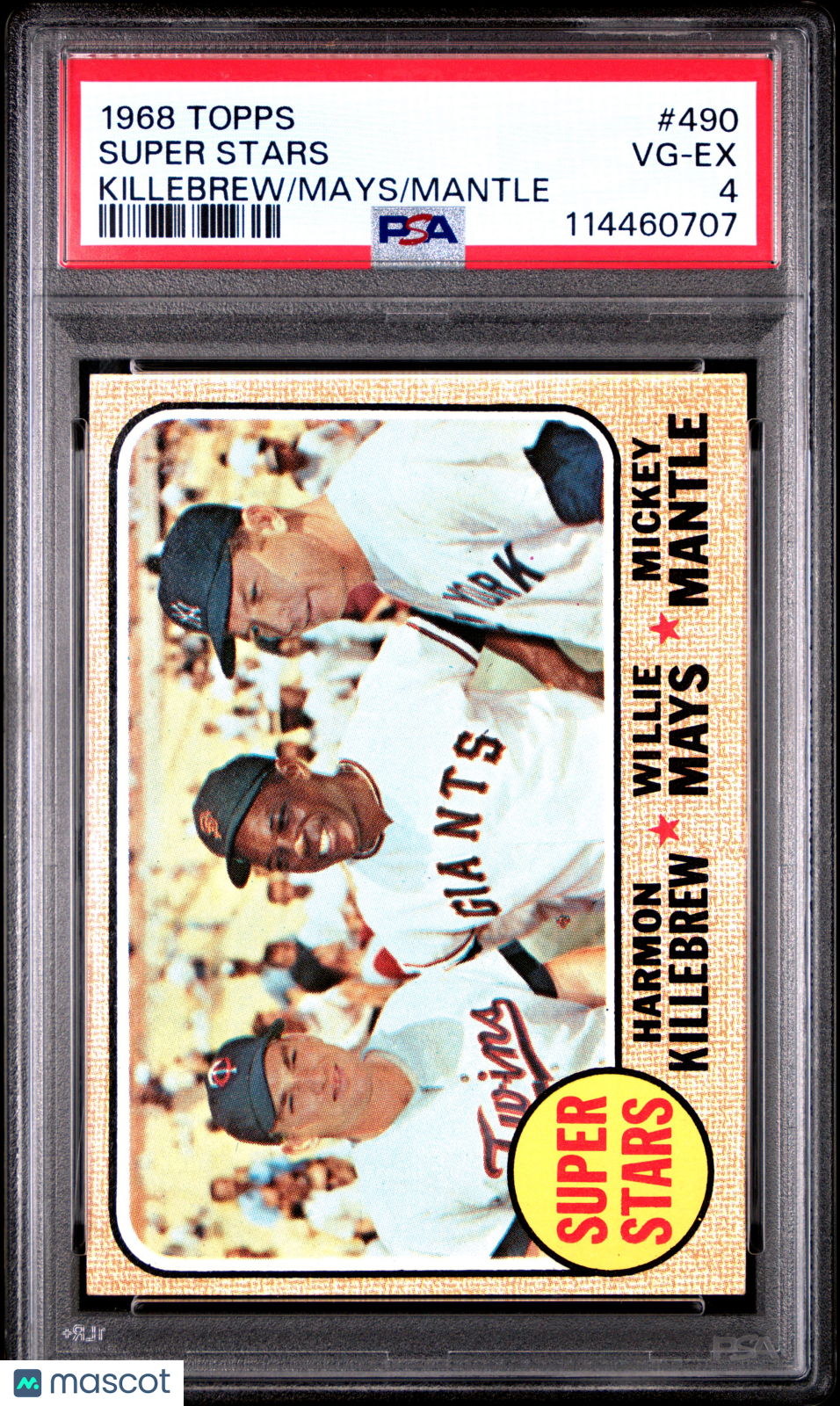 1968 Topps #490 Super Stars with Mickey Mantle PSA 4