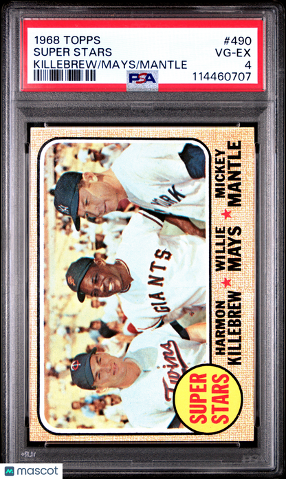 1968 Topps #490 Super Stars with Mickey Mantle PSA 4