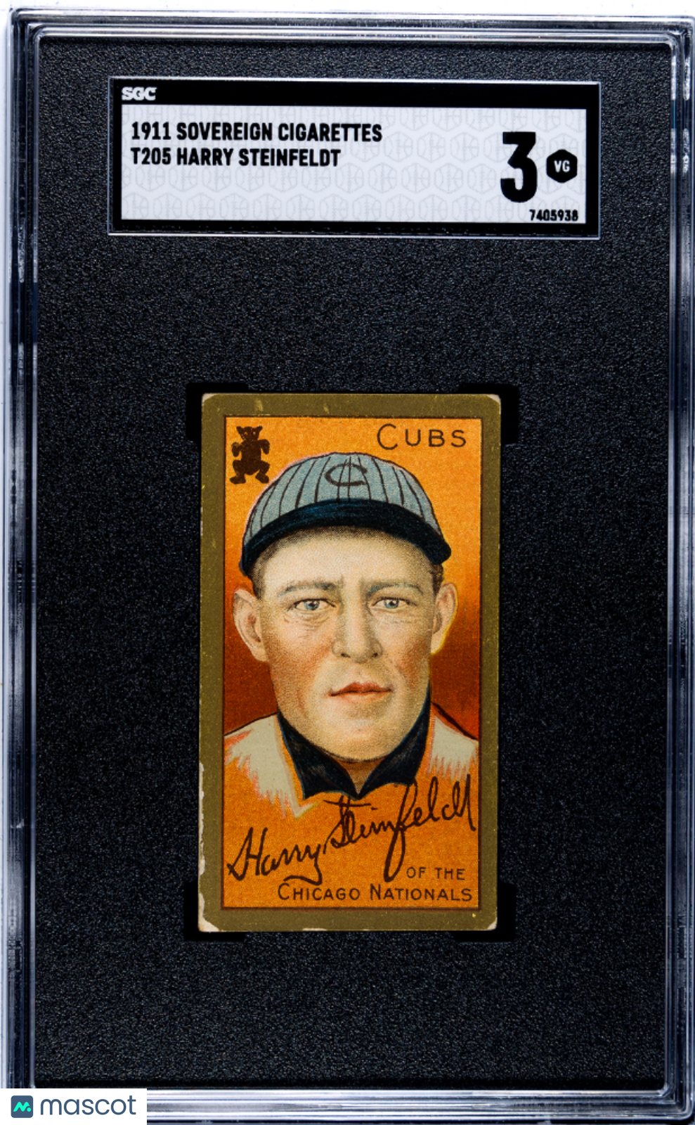 T205 Harry Steinfeldt Cubs Sovereign Back SGC 3