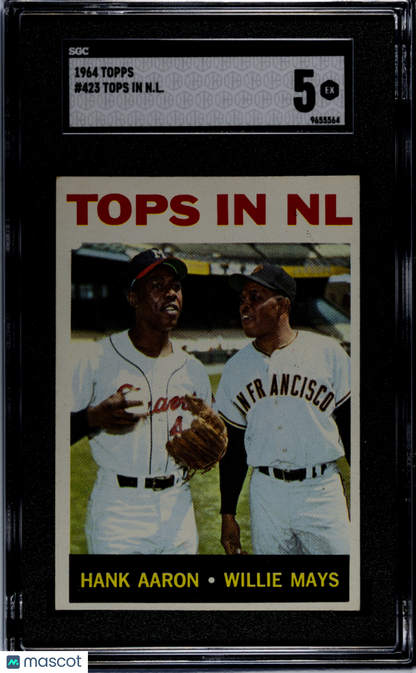 1964 Topps #423 Tops In N. L. with Hank Aaron & Willie Mays SGC 5