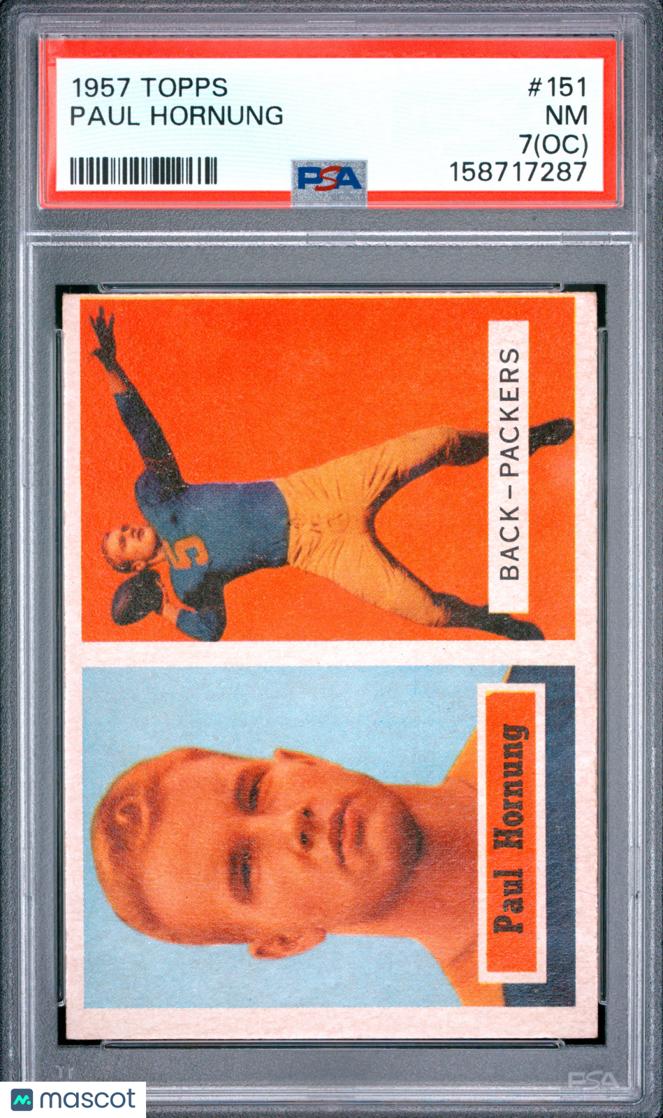 1957 Topps #151 Paul Hornung Rookie HOF Packers PSA 7 (OC)