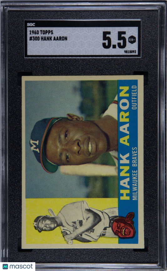 1960 Topps #300 Hank Aaron Braves SGC 5.5