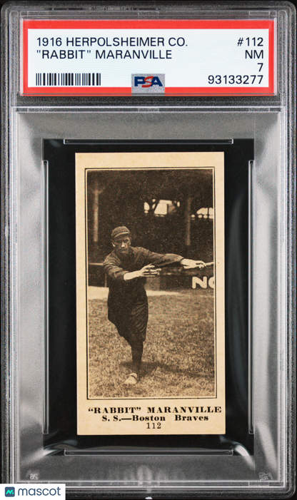1916 Herpolsheimer M101-4 #112 "Rabbit" Maranville PSA 7 pop 1 (None Higher)