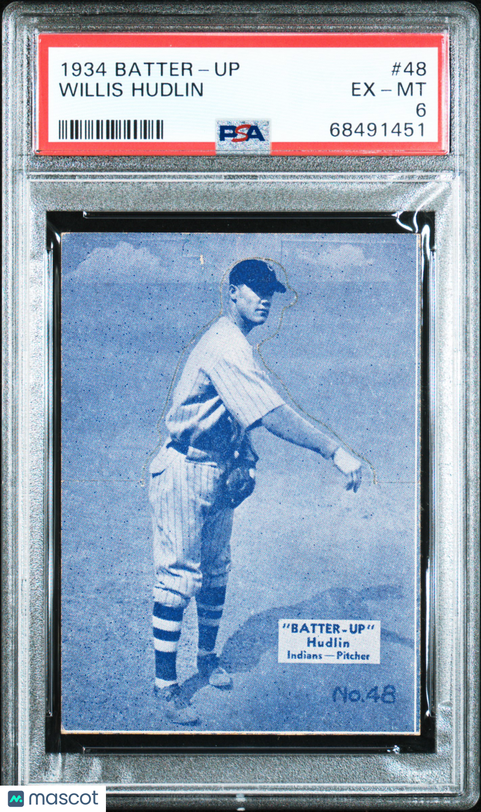 1934 Batter-Up #48 Willis Hudlin Indians PSA 6
