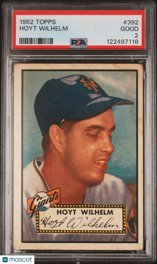 1952 Topps #392 Hoyt Wilhelm Rookie HOF Giants PSA 2