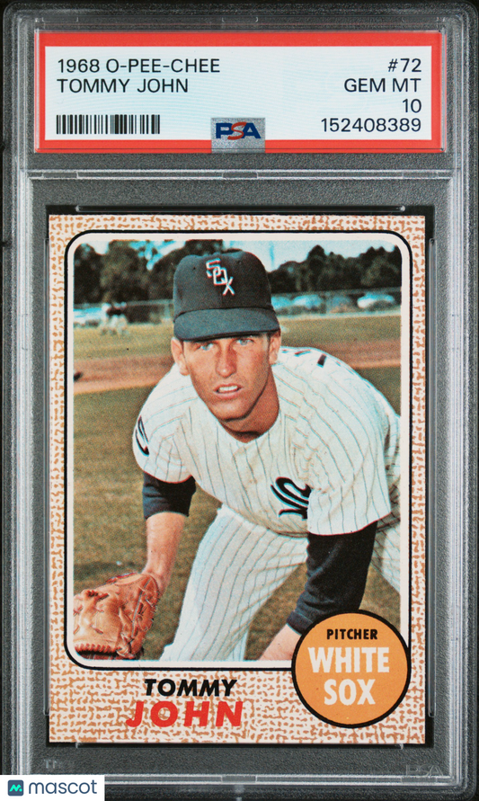 1968 OPC O-Pee-Chee #72 Tommy John White Sox PSA 10 POP 1